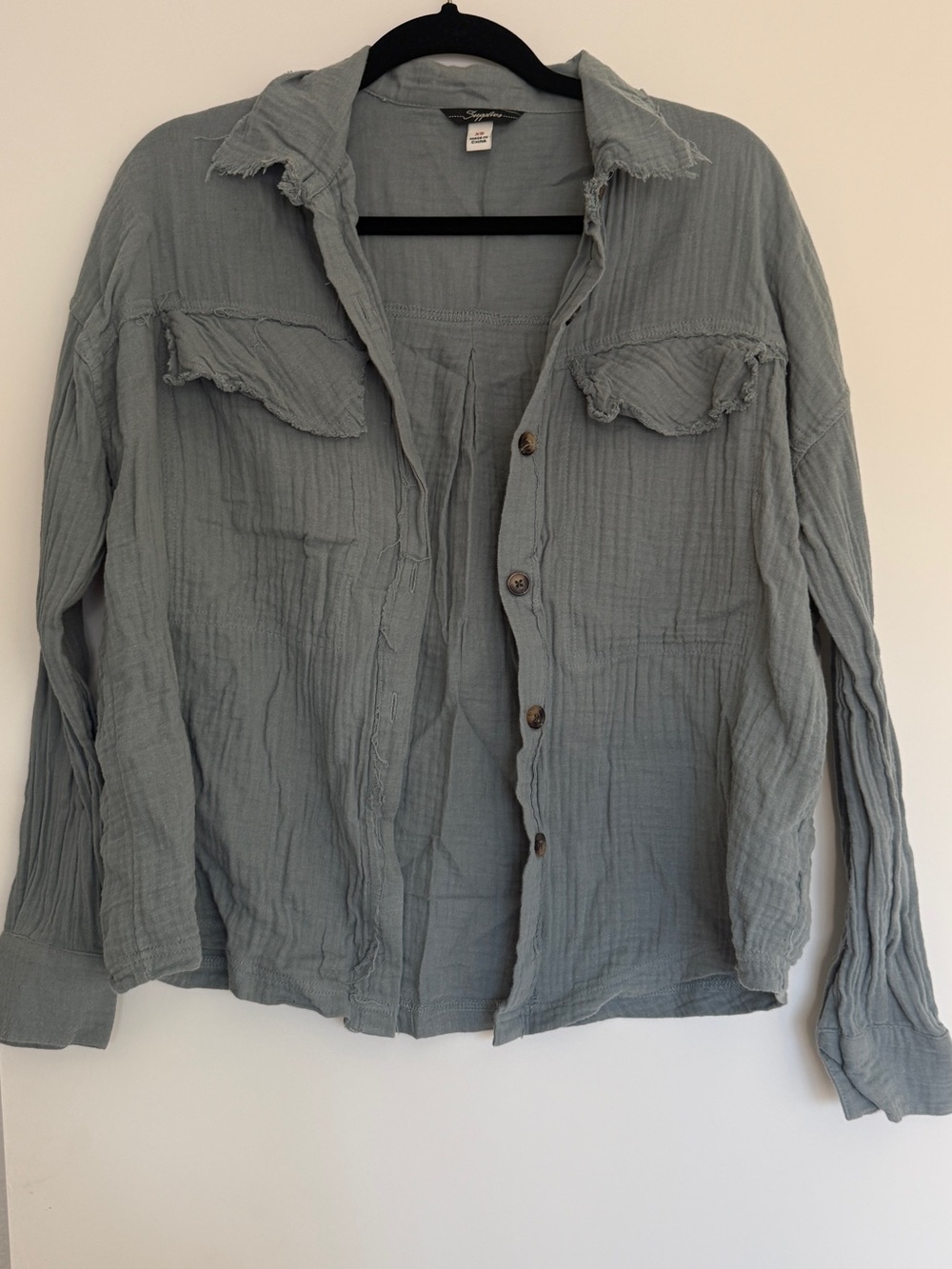 Blue Grey Casual Button-Down Shirt